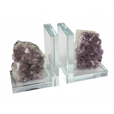 Everly Quinn Glass and Amethyst Bookends EYQN3542